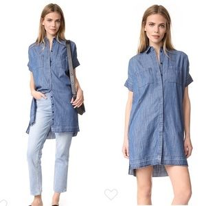 Madewell Drop Hem Denim Shirt Dress